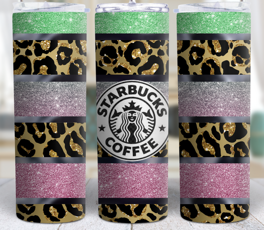 Estampado de leopardo, vaso delgado de 20 oz, vaso delgado de 20 oz, vaso con logotipo, logotipo de marca de moda, vaso, vaso brillante,